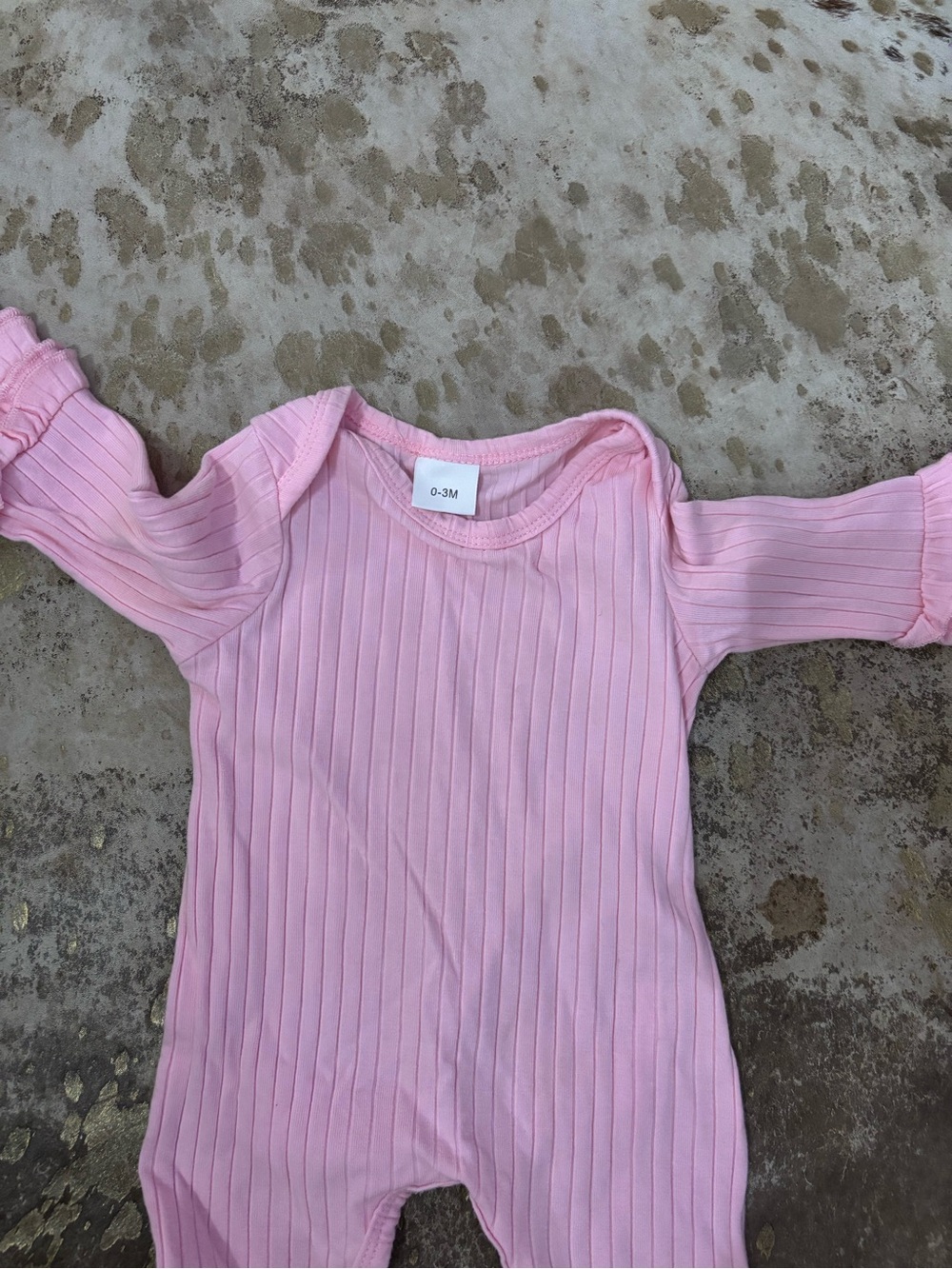 Pink Ruffled Baby Ribbed Romper - Picture 3 of 3